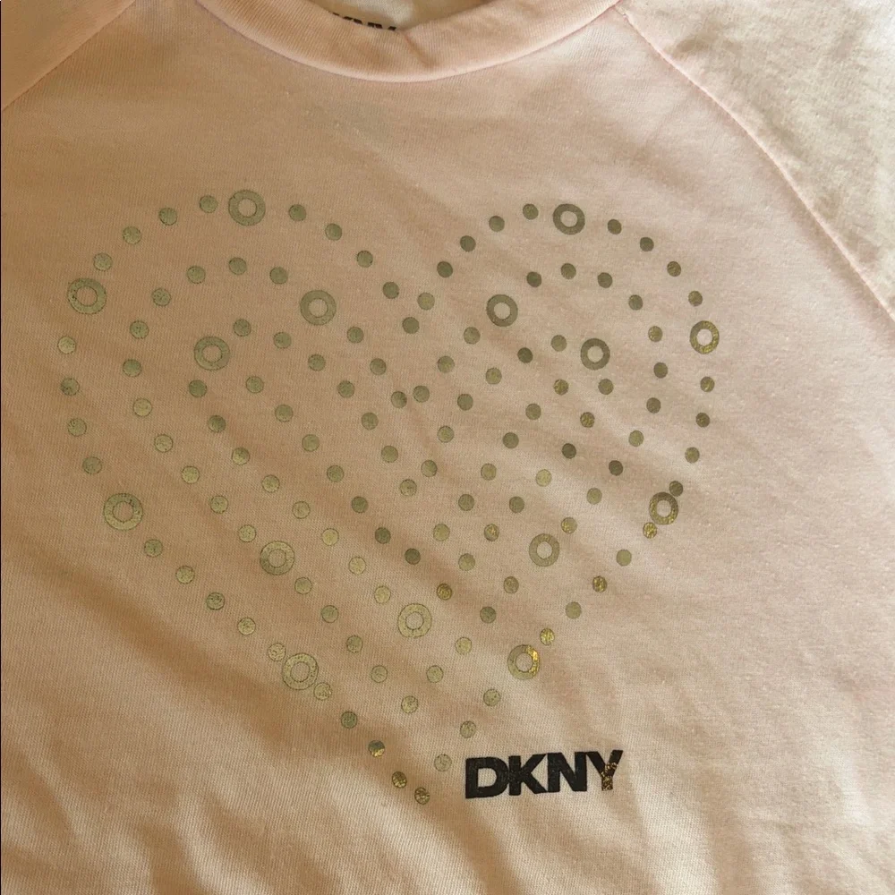 DKNY Light Pink Studded Heart Crop Tee with Black Faux Leather Cargo Skirt - Picture 3 of 8